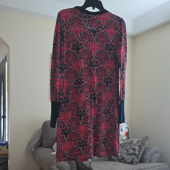 Tory Burch Red and Black Long Sleeve Dress - Picture 2 of 8